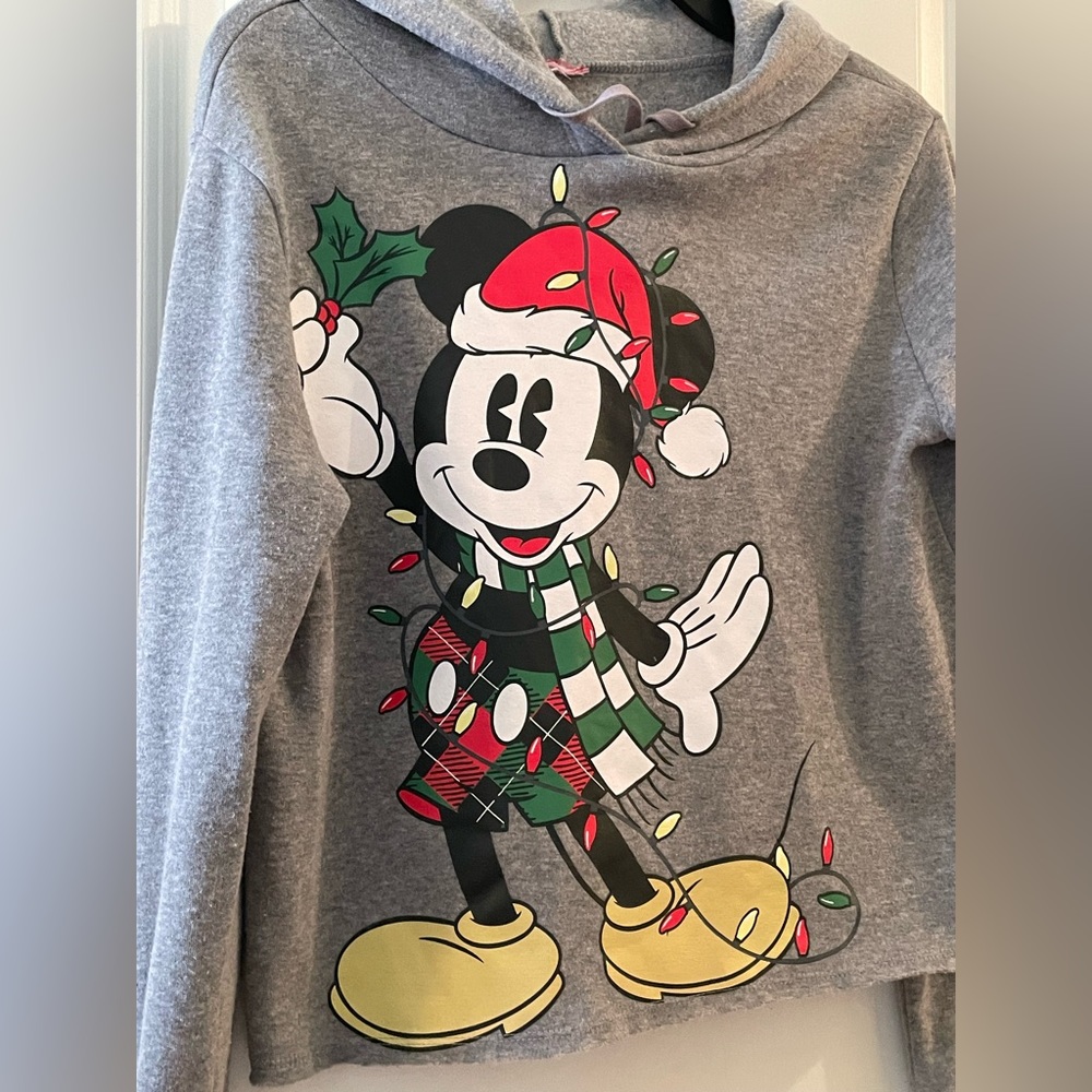 Holiday Mickey Mouse sweatshirt. It is cropped and in great shape♥️💚